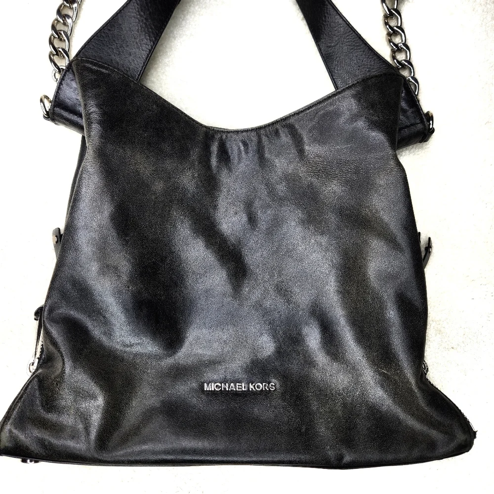 Michael Kors Devon Large Hobo Black Leather Shoulder Tote